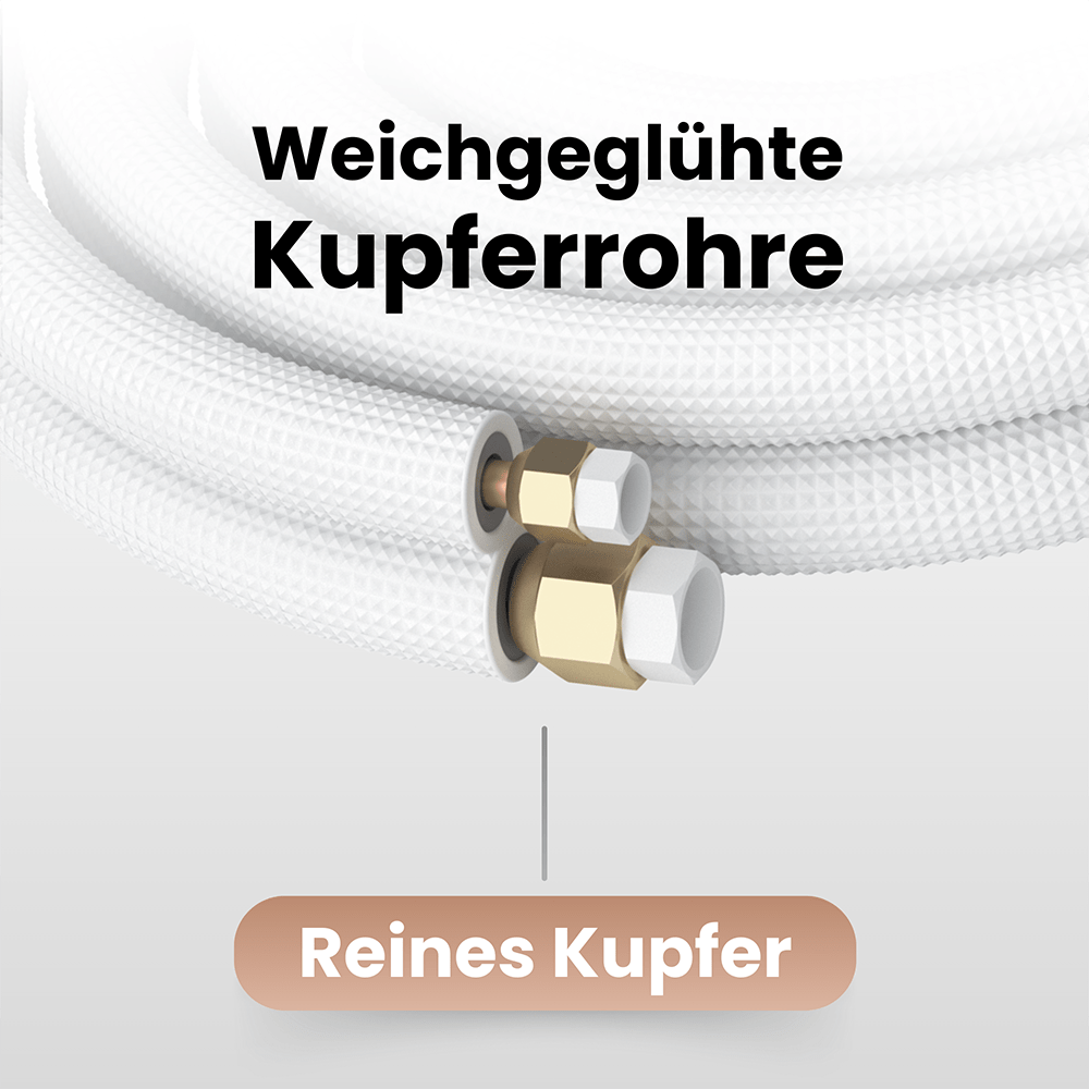Kältebringer® 1-15m Kältemittelleitung 1/4“ + 1/2" Montage-Set für Split-Klimaanlage (5-adrig)