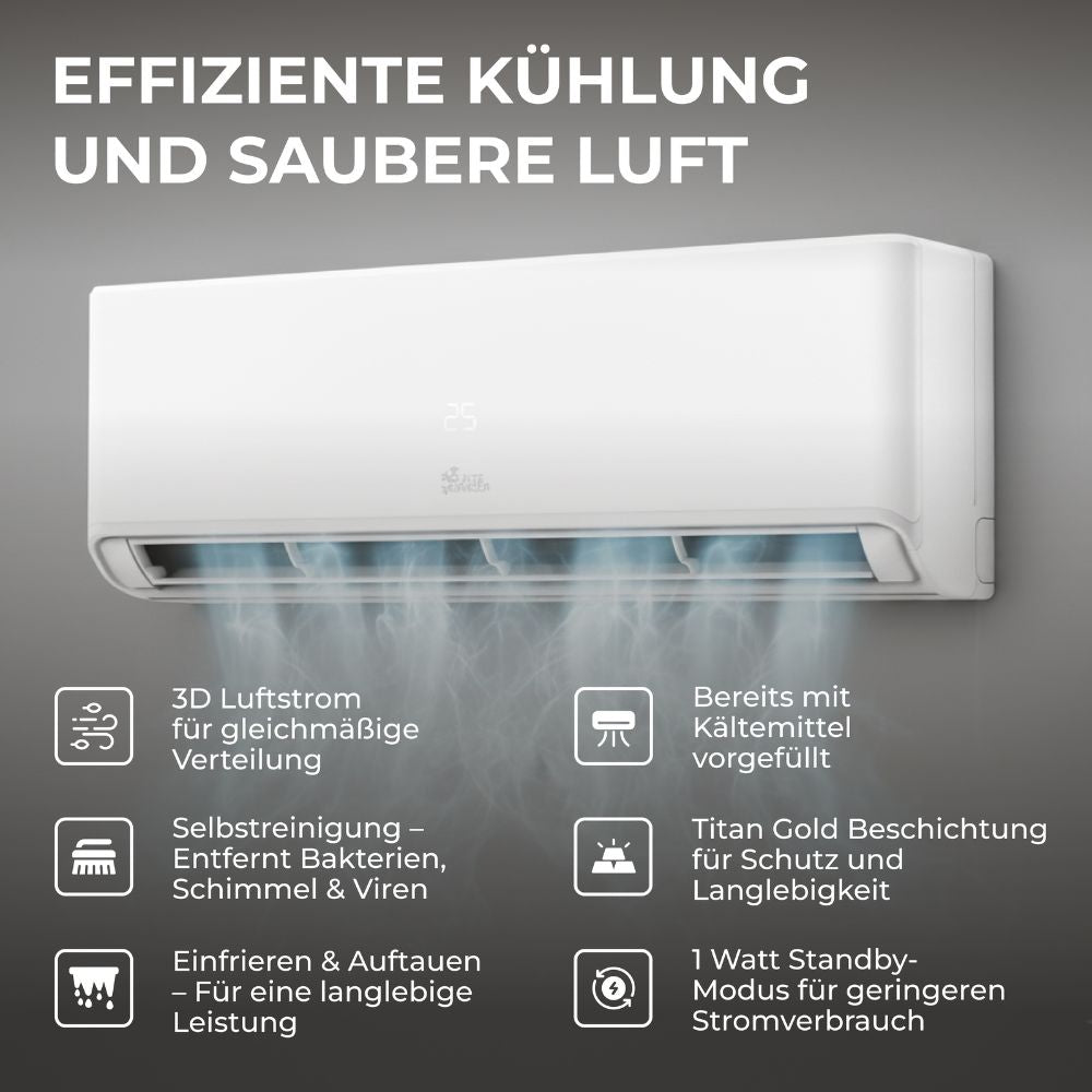 Kältebringer® R290 Split Klimaanlage Quick Connect 9.000 BTU (2,8kW) Komplettset