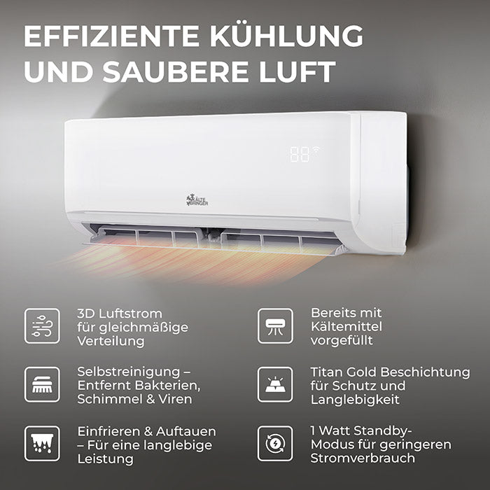 Kältebringer® Split Klimaanlage 12.000 BTU (3,5kW) Komplettset