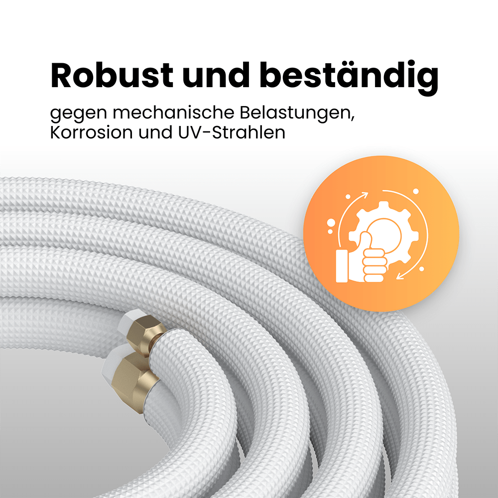 Kältebringer® 1-15m Kältemittelleitung 1/4“ + 1/2" Montage-Set für Split-Klimaanlage (5-adrig)